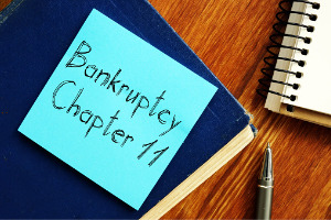 A post-it note that references Bankruptcy for Businesses in Peoria IL