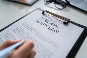 An individual signing paperwork for a personal injury, with help from a Motorcycle Accident Lawyer in Peoria IL