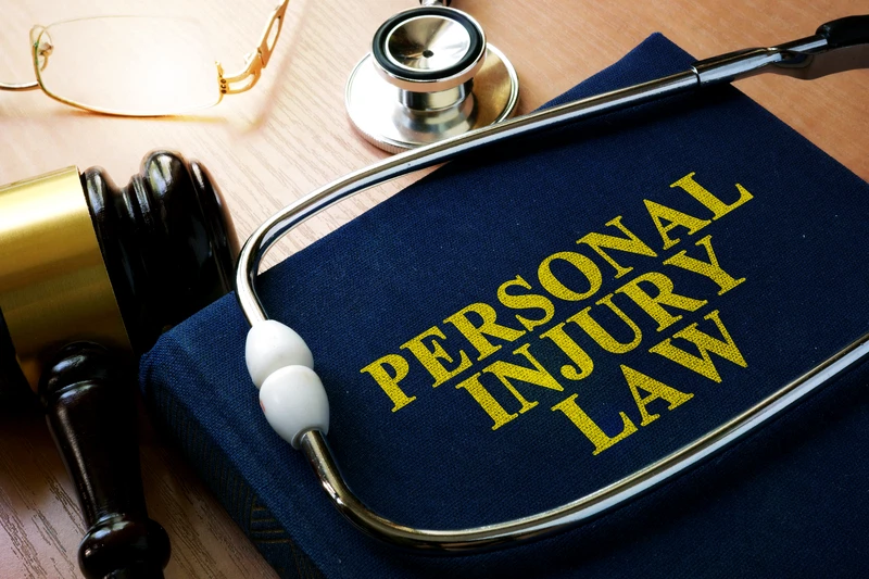 Image of Personal Injury Law book with a stethoscope and judge’s gavel representing legal and medical claims